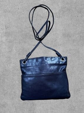 Anthropologie Margot Black Leather Crossbody Bag Minimal Soft Slouchy